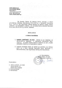 ODLUKU `dr,med. - Dom zdravlja Slavonski Brod
