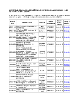 LIKVIDACIJE: OBJAVLJENA OBAVEŠTENJA O LIKVIDACIJAMA U
