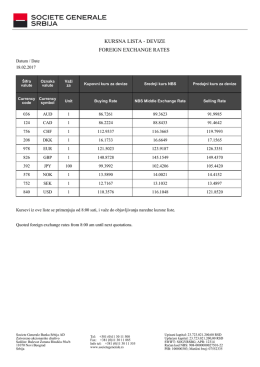 kursna lista - devize foreign exchange rates