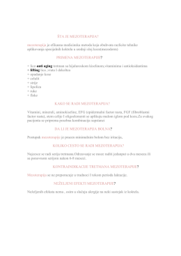&Scaron;TA JE MEZOTERAPIJA? mezoterapija je efikasna medicinska