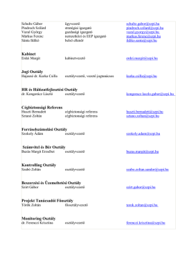 Kabinet Jogi Oszt&aacute;ly HR &eacute;s H&aacute;l&oacute;zatfejleszt&eacute;si Oszt&aacute;ly