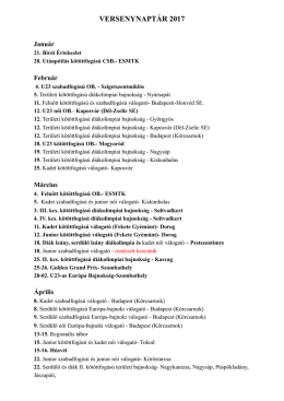 VERSENYNAPT&Aacute;R 2017