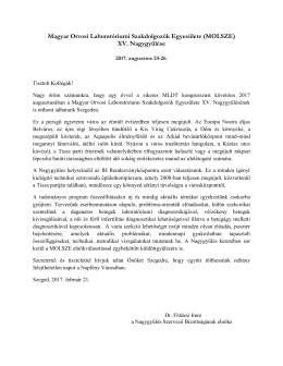 (MOLSZE) XV. Nagygyűl&eacute;se - Magyar Orvosi Laborat&oacute;riumi