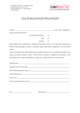 szülői beleegyező nyilatkozat