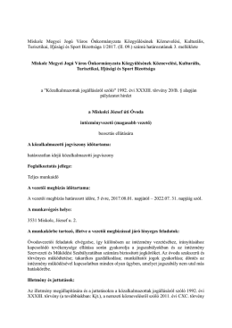 Miskolci József úti Óvoda intézményvezető pályázati