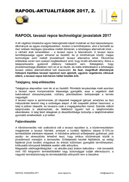 RAPOOL tavaszi repce technológiai javaslatok 2017