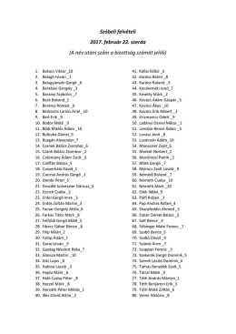 Sz&oacute;beli felv&eacute;teli 2017. febru&aacute;r 22. szerda (A n&eacute;v ut&aacute;ni sz&aacute;m a