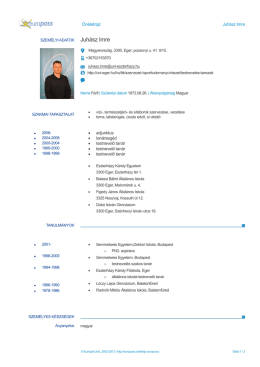 Europass CV - Eszterh&aacute;zy K&aacute;roly Egyetem