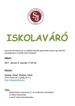 tov&aacute;bb olvasom - Sim&aacute;ndy J&oacute;zsef &Aacute;ltal&aacute;nos Iskola Kistarcsa nyit&oacute;lapja