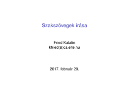 Szaksz&ouml;vegek &iacute;r&aacute;sa - ELTE Matematikai Int&eacute;zet