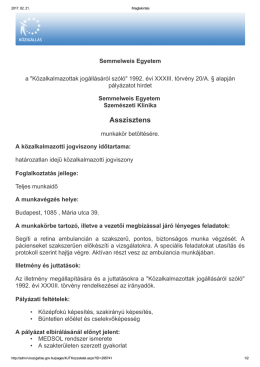 Asszisztens - Semmelweis Egyetem