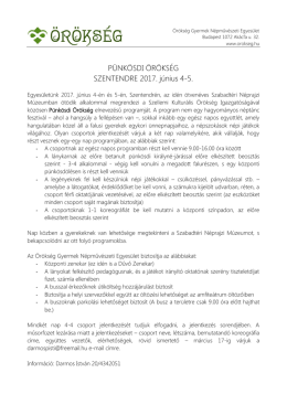 Kiírás - Örökség Gyermek Népművészeti Egyesület