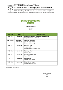 versenynaptár 2017