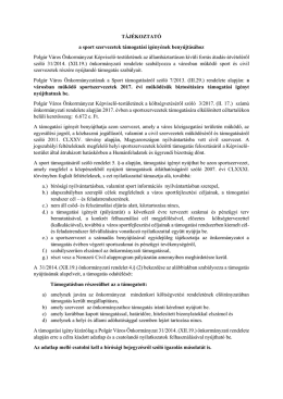 T&Aacute;J&Eacute;KOZTAT&Oacute; a sport szervezetek t&aacute;mogat&aacute;si