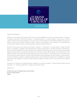 edit&ouml;rden - Turkish Journal of Urology