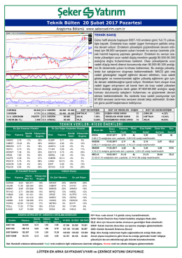 Teknik B&uuml;lten 20 Şubat 2017 Pazartesi