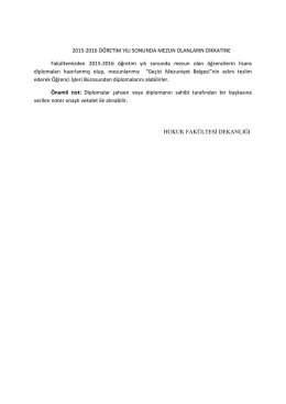 2015-2016 Öğretim Yılı Sonunda Mezun Olanların Dikkatine!!!