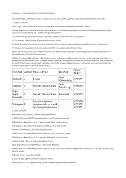 ÜNVANI ADEDİ MEZUNİYET BRANŞI PUAN TÜRÜ Mühendis 2