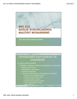 GİDERLERİN SAPTANMASI VE İZLENMESİ