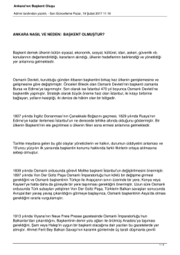 Ankara`nın Başkent Oluşu