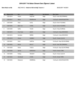 2016-2017 Yılı Bahar Dönemi Ders Öğrenci Listesi 2016