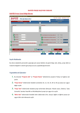 BAPSİS Proje Genel Bilgi Ekranı