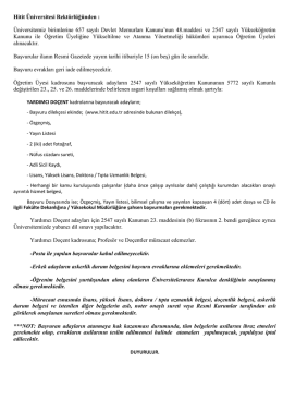 Hitit &Uuml;niversitesi Rekt&ouml;rl&uuml;ğ&uuml;nden : &Uuml;niversitemiz birimlerine 657