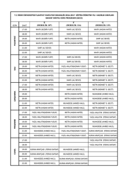 hazırlık sınıfları bahar yarıyılı ders programı (gece)
