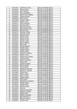 Group B 08.00 @213 Group A 10.30 @213 Group B 08.00 @213