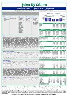 Günlük Bülten 22 Şubat 2017 Çarşamba