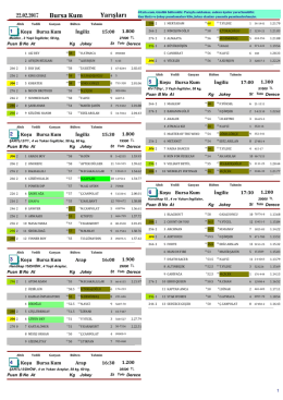 Bursa Yarış Bülteni ( 22 Şubat 2017 )