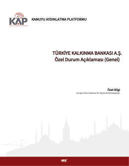 TÜRKİYE KALKINMA BANKASI A.Ş. Özel Durum Açıklaması (Genel)