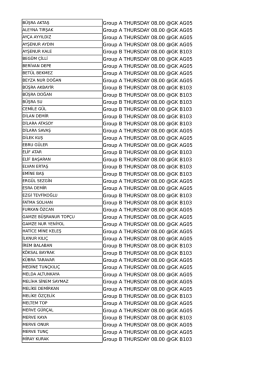 Group A THURSDAY 08.00 @GK AG05 Group A THURSDAY 08.00