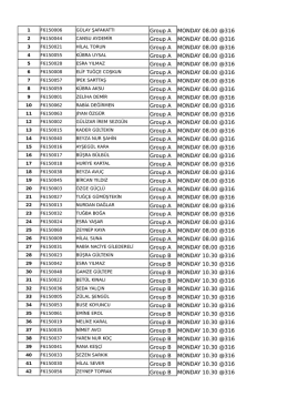 Group A MONDAY 08.00 @316 Group A MONDAY 08.00 @316