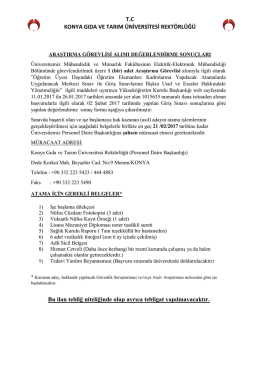 T.C K KONYA GIDA VE TARIM &Uuml;NİVERSİTESİ REKT&Ouml;RL&Uuml;Ğ&Uuml; Bu