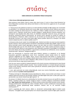 KIBRIS SORUNUNA VE ÇÖZÜMÜNE YÖNELİK DURUŞUMUZ I