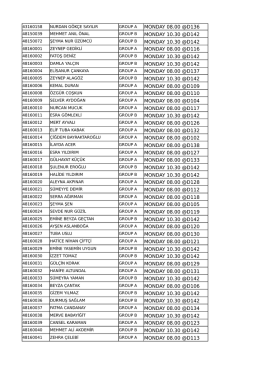 monday 08.00 @d136 monday 10.30 @d142 monday 10.30 @d142