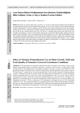 Effect of Nitrojen Fixing Bacteria Use on Plant Growth, Yield and