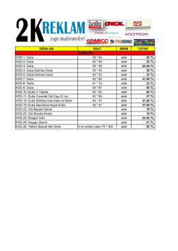 Duba Fiyatları - 2K Reklam Malzemeleri