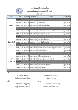 วัน เวลา เวลาที่ใช้ รหัสวิชา ชื่อวิชา สาขาวิชา