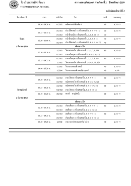 ตารางสอบปลายภาค ภาคเรียนที&Aacute; 2 ปีการศึกษา 2559