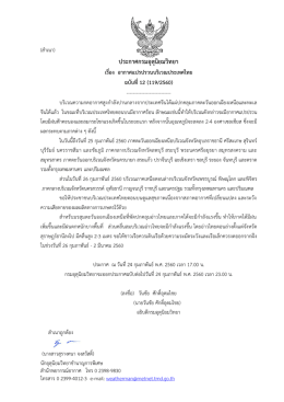 ประกาศกรมอุตุนิยมวิทยา เรื่อง อากาศแปรปรวนบริเวณประเทศไทย ฉบับที่12