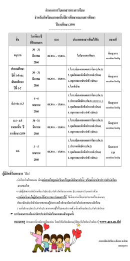 กําหนดการรับเอกสารทางการเรียน สําหรับนักเรี