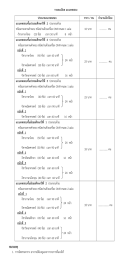 รายละเอียดข้อสอบจากโรงพิมพ์