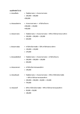 แบบฝึกหัดที่ 2-11 ก. ต ้นทุนขั้นต ้น = วัตถุดิบทาง