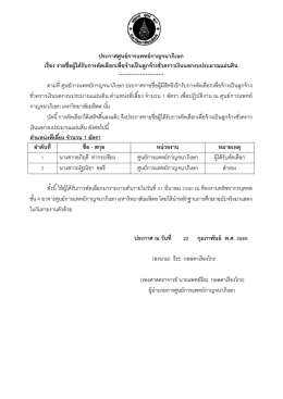 ประกาศศูนย์การแพทย์กาญจนาภิเษก เรื่อง รายชื่อผู้ได้รับการคัดเลือกเพื่อจ้าง