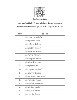 ลำดับ ชื่อ &ndash; สกุล 1 เด็กชายสุวิศว์ พรหมชัยนันท์