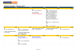 Dividend Calendar : February 2017