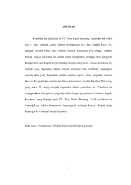 ABSTRAK Penelitian ini dilakukan di PT. Tirta Ratna Bandung