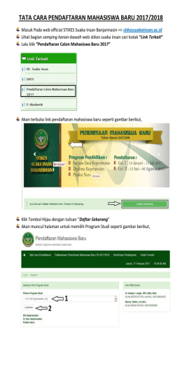 TATA CARA PENDAFTARAN MAHASISWA BARU 2017/2018